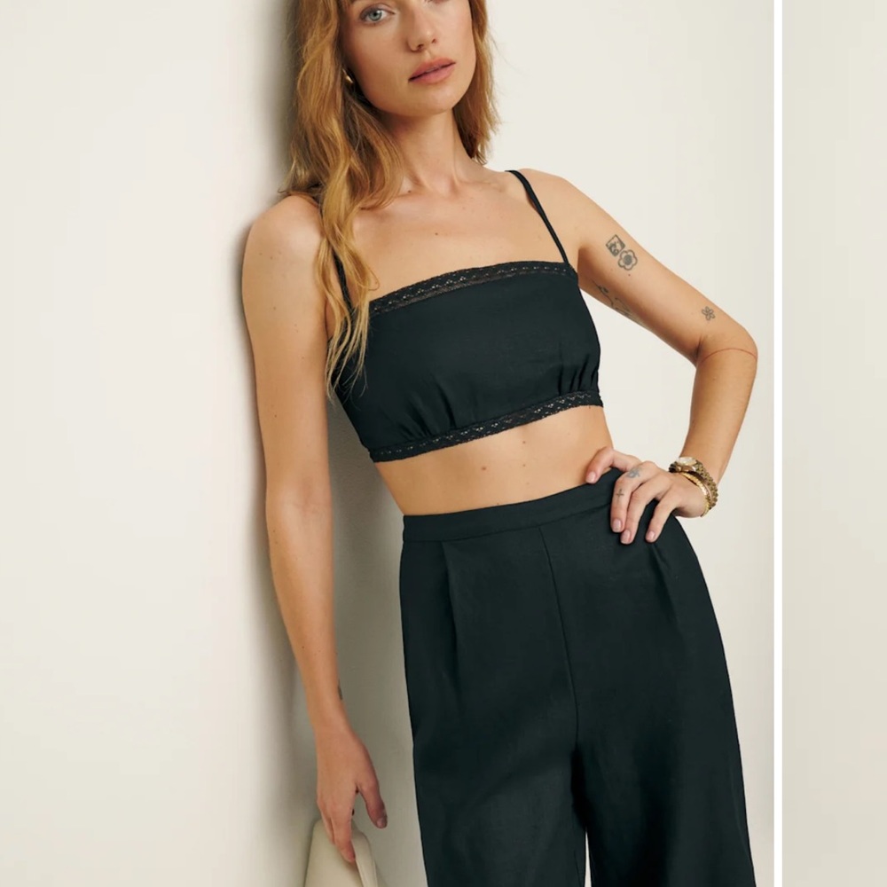 Reformation Violet Linen Two Piece Black - Size 8